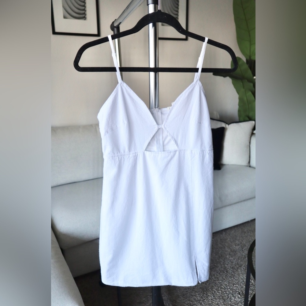 White Linen like Dress